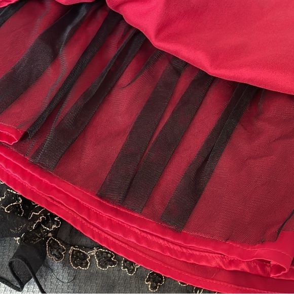 Adrianna Papell Burgundy, Black, & Gold Beaded Silk Cocktail Dress Size 4 - Picture 8 of 12